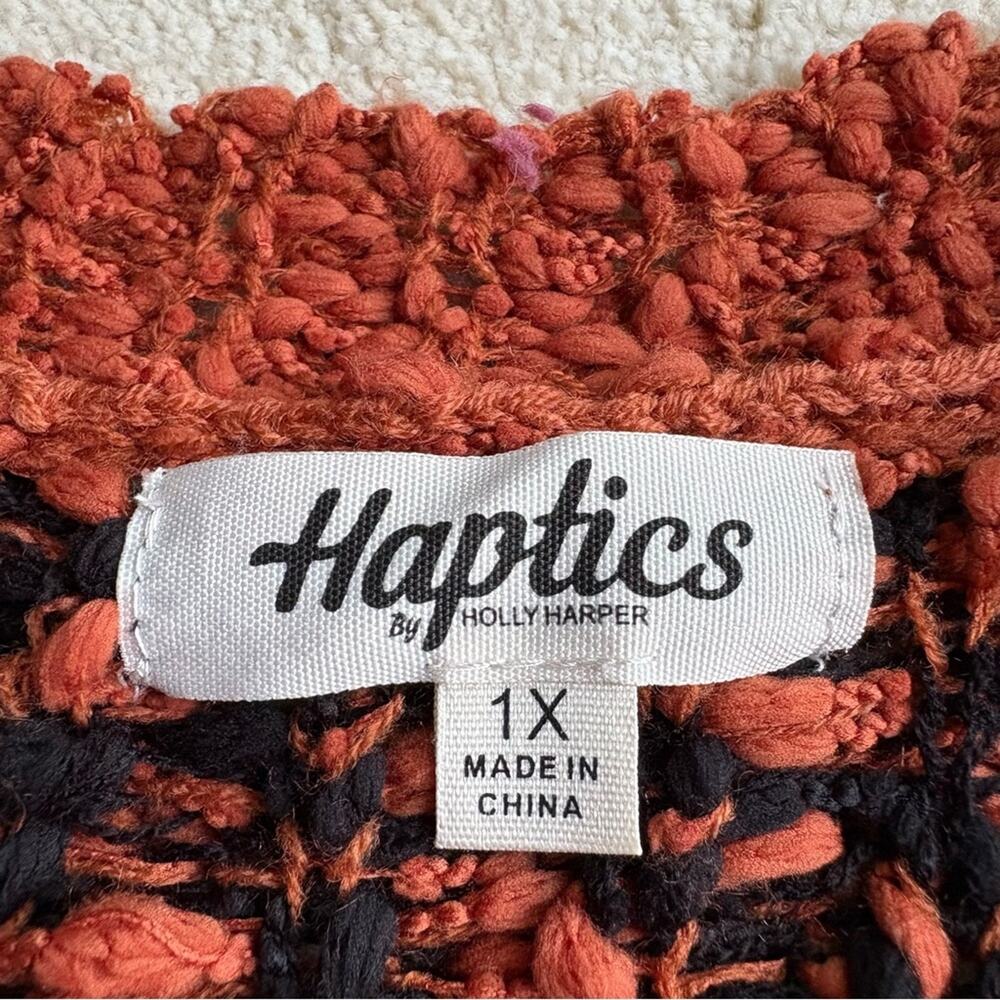 Haptics Elegant V-Neck Sweater - Rust and Black Size 1 X - Picture 2 of 6
